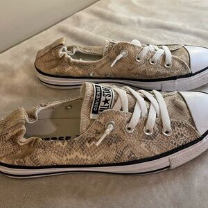 Converse Beige Snake Pattern Sneakers used good condition